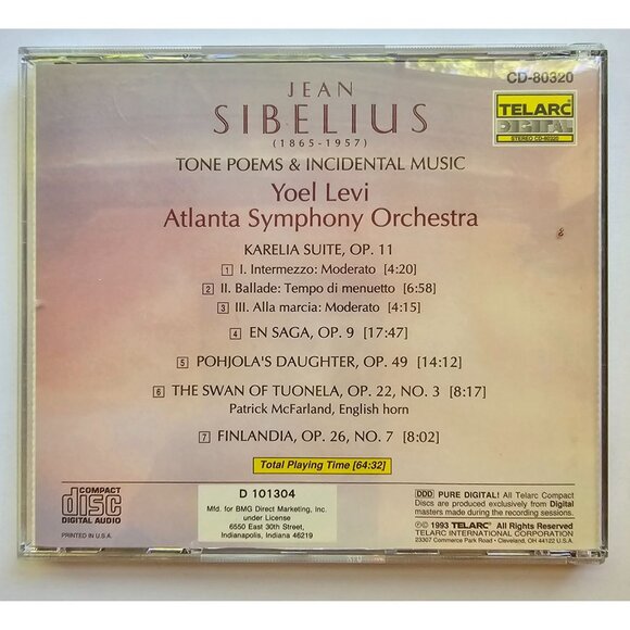 Sibelius Tone Poems & Incidental Music CD Yoel Levi Atlanta Symphony Orchestra T - Picture 4 of 4